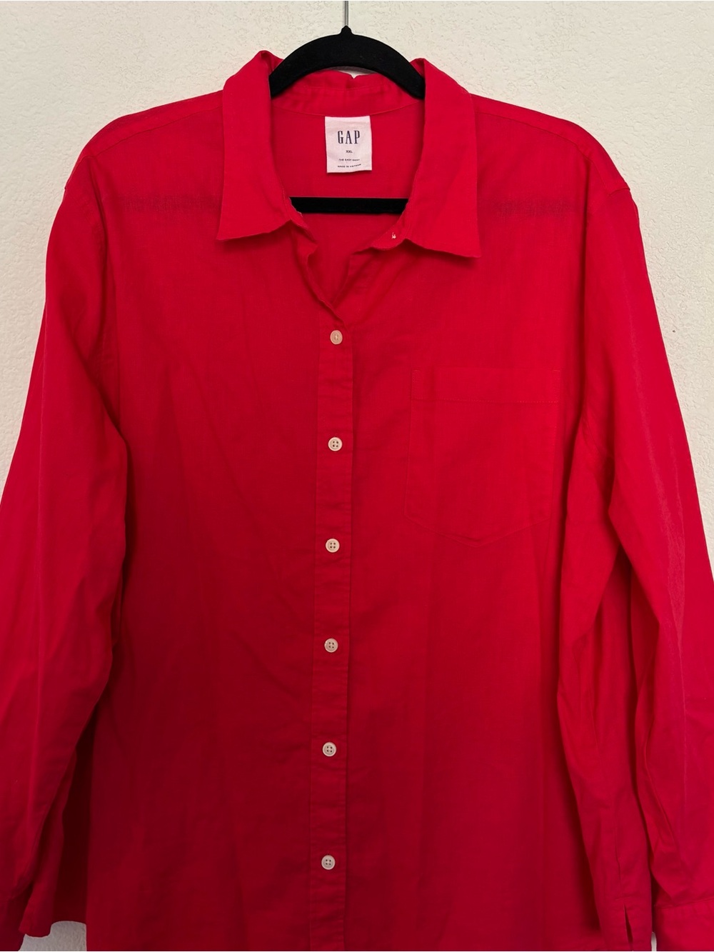 Gap The Easy Shirt Oversized Linen Blend Red - Picture 2 of 6